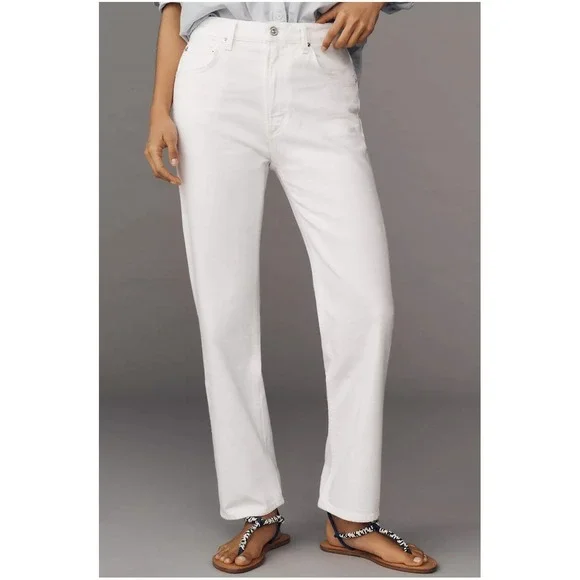 NWT Citizens of Humanity Zurie Ankle High‎ Rise Straight Jeans White Size 28